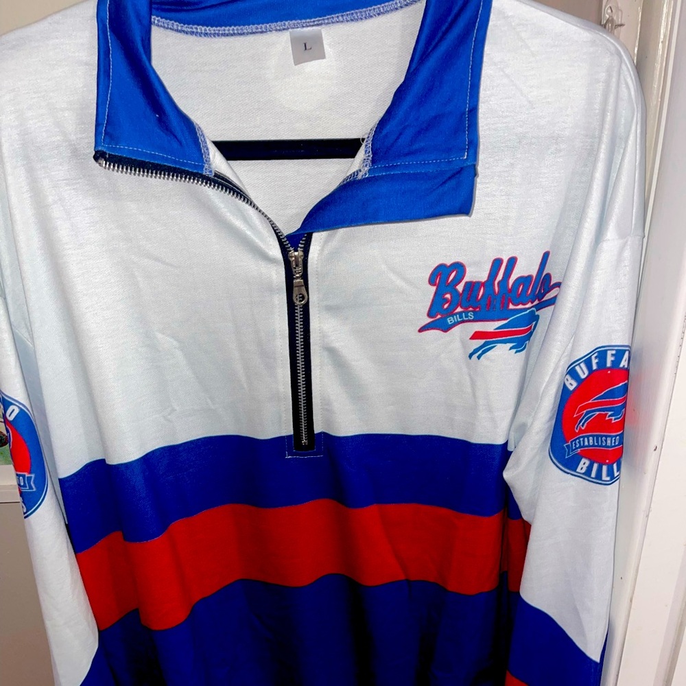 Buffalo David Bitton White, Royal Blue & Red Quarter-Zip Pullover